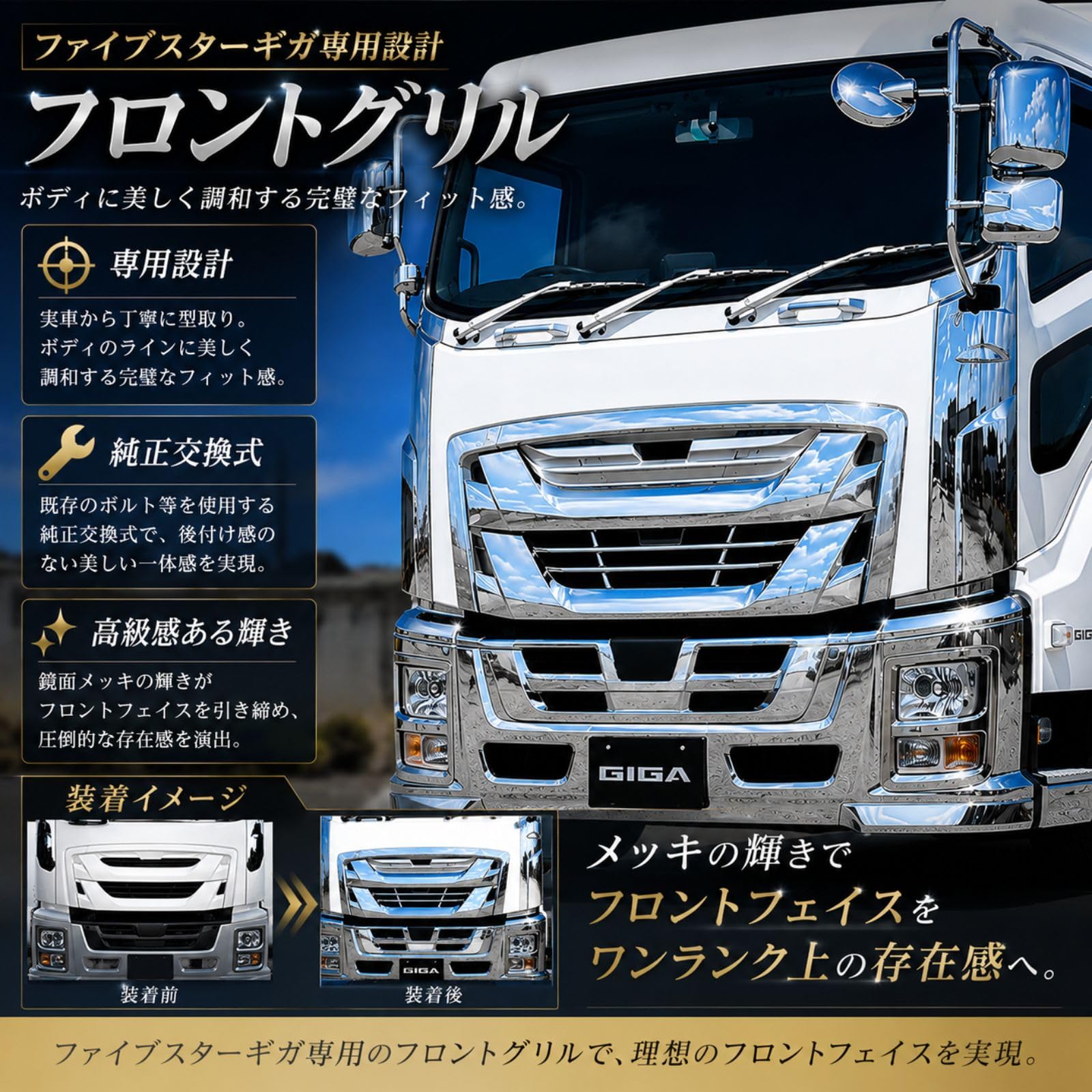 Amazon | BMJAPAN ファイブスターギガ H27.11-現行 フロントグリル